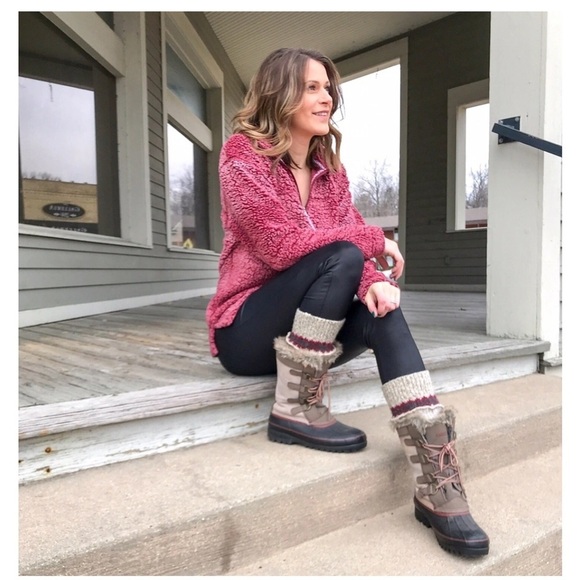 Khombu Duck Boots Suede Faux Fur Blanket Tie Winter Boots Women’s 7 - Picture 2 of 13